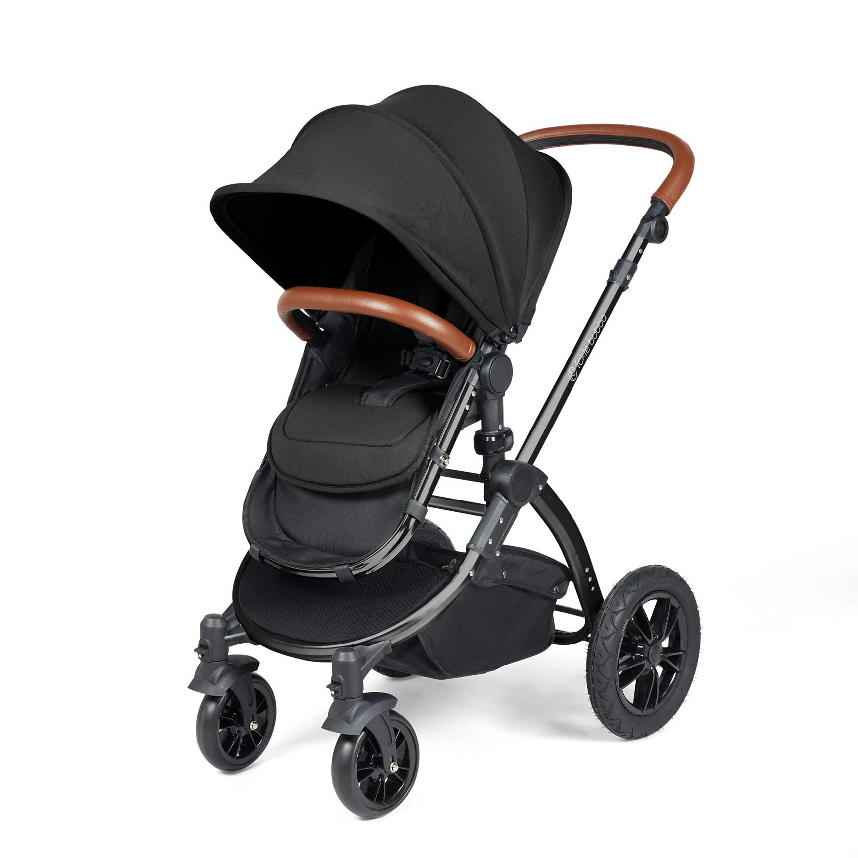 Ickle Bubba travel systems Ickle Bubba Stomp Luxe 2 in 1 Plus Pushchair & Carrycot - Black/Midnight/Tan 10-003-001-203