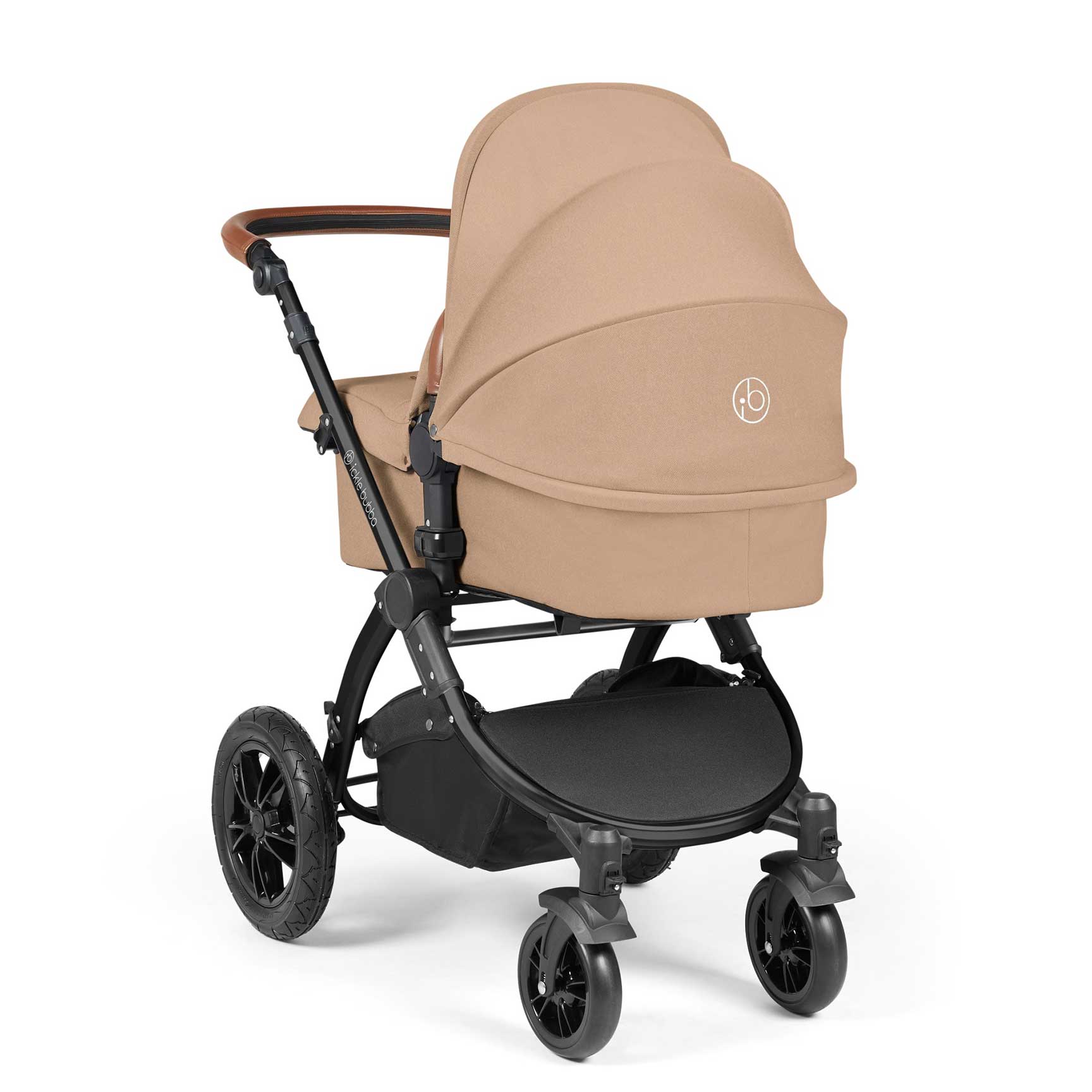 Ickle Bubba travel systems Ickle Bubba Stomp Luxe 2 in 1 Plus Pushchair & Carrycot - Black/Desert/Tan 10-003-001-209