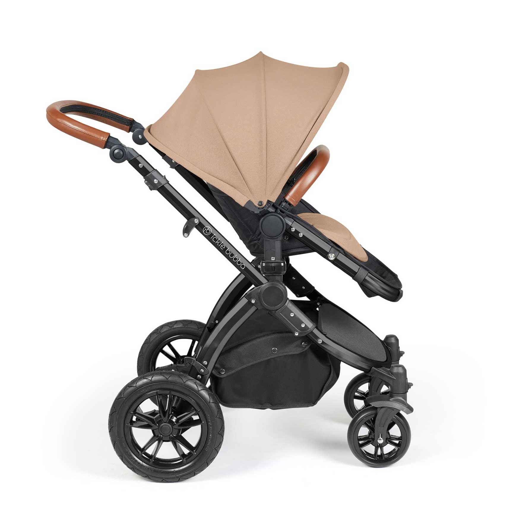 Ickle Bubba travel systems Ickle Bubba Stomp Luxe 2 in 1 Plus Pushchair & Carrycot - Black/Desert/Tan 10-003-001-209