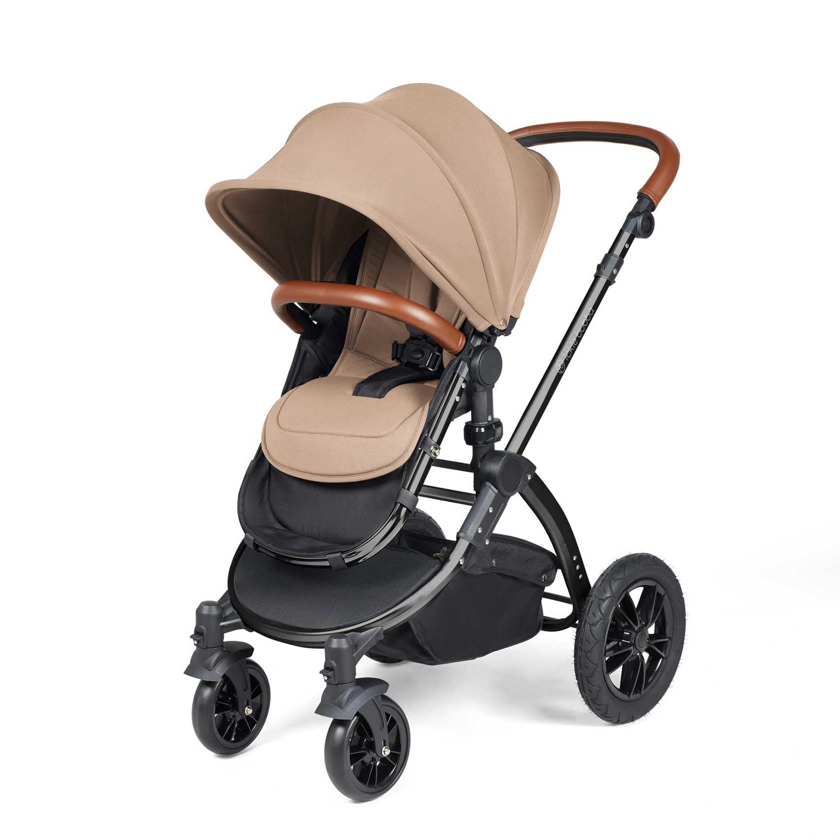 Ickle Bubba travel systems Ickle Bubba Stomp Luxe 2 in 1 Plus Pushchair & Carrycot - Black/Desert/Tan 10-003-001-209