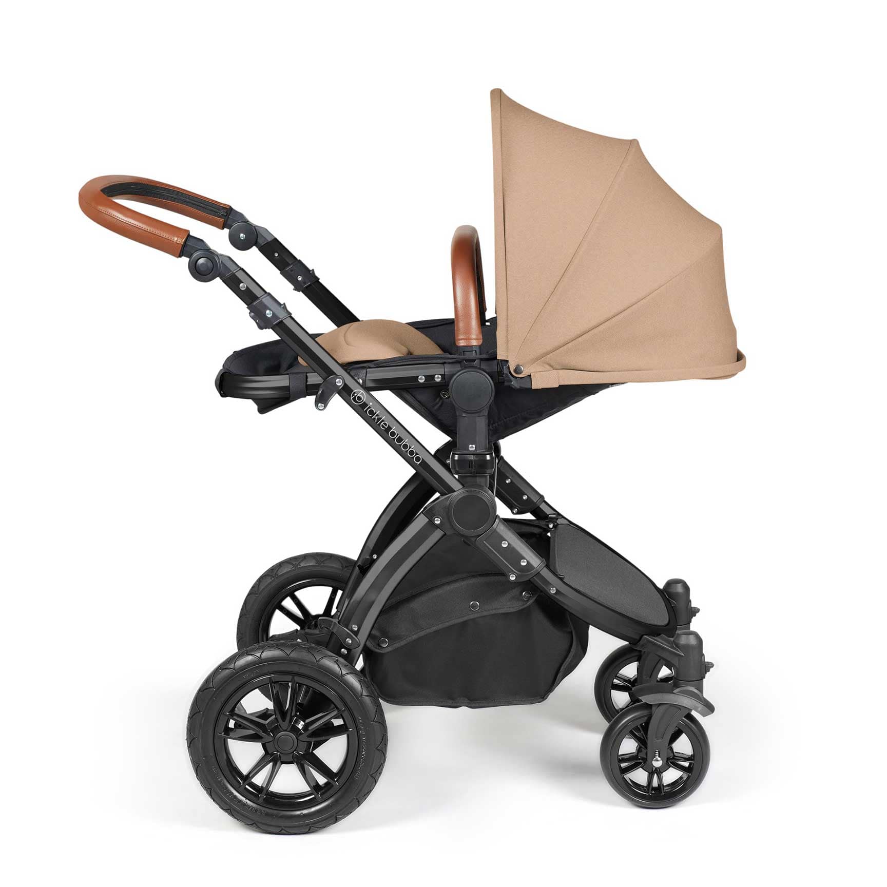 Ickle Bubba travel systems Ickle Bubba Stomp Luxe 2 in 1 Plus Pushchair & Carrycot - Black/Desert/Tan 10-003-001-209