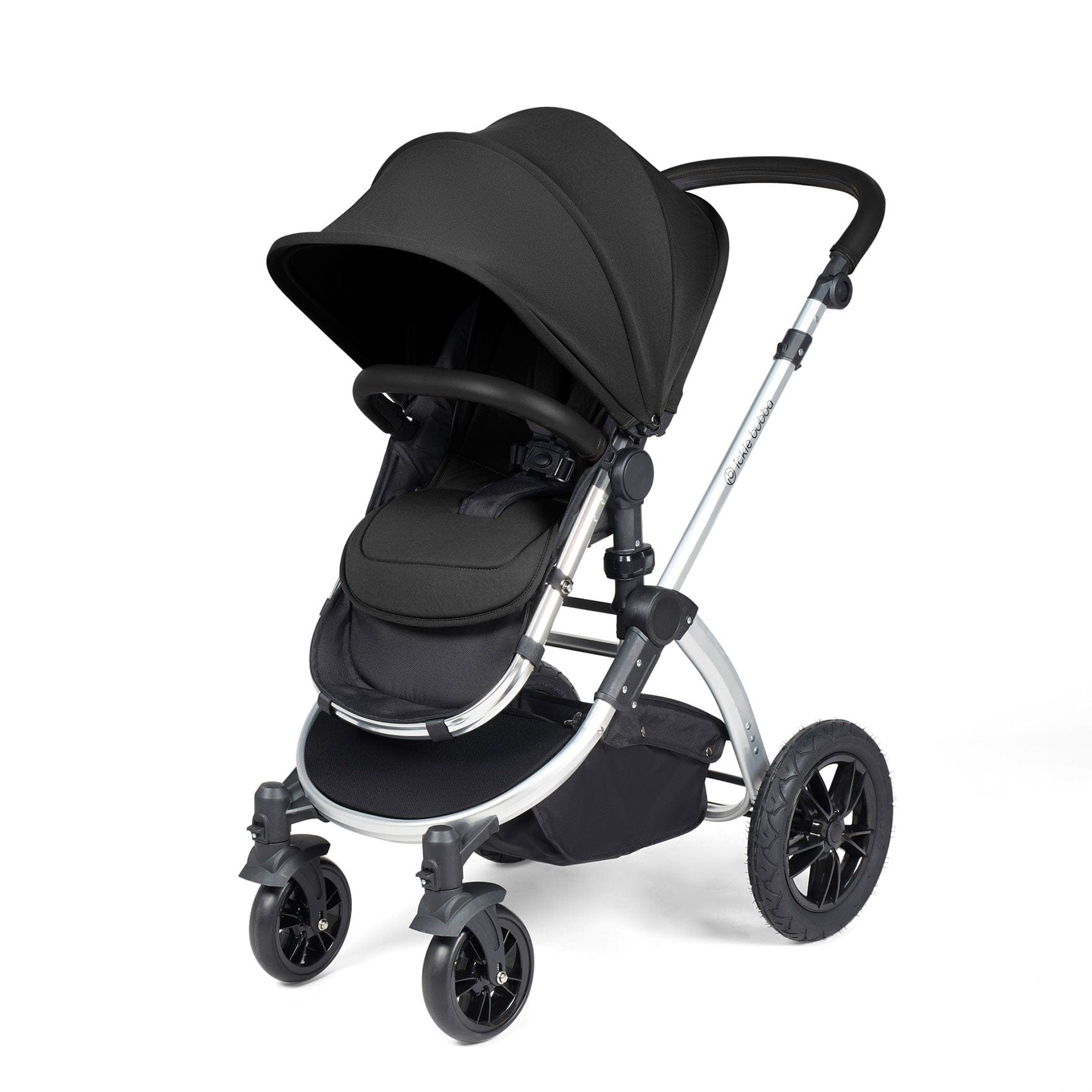 Ickle Bubba travel systems Ickle Bubba Stomp Luxe 2 in 1 Plus Pushchair & Carrycot - Silver/Midnight/Black 10-003-001-249