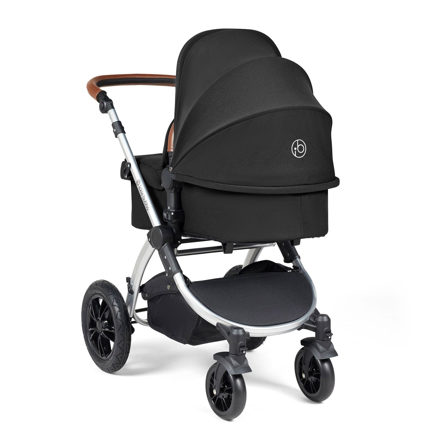 Ickle Bubba travel systems Ickle Bubba Stomp Luxe 2 in 1 Plus Pushchair & Carrycot - Silver/Midnight/Tan 10-003-001-250