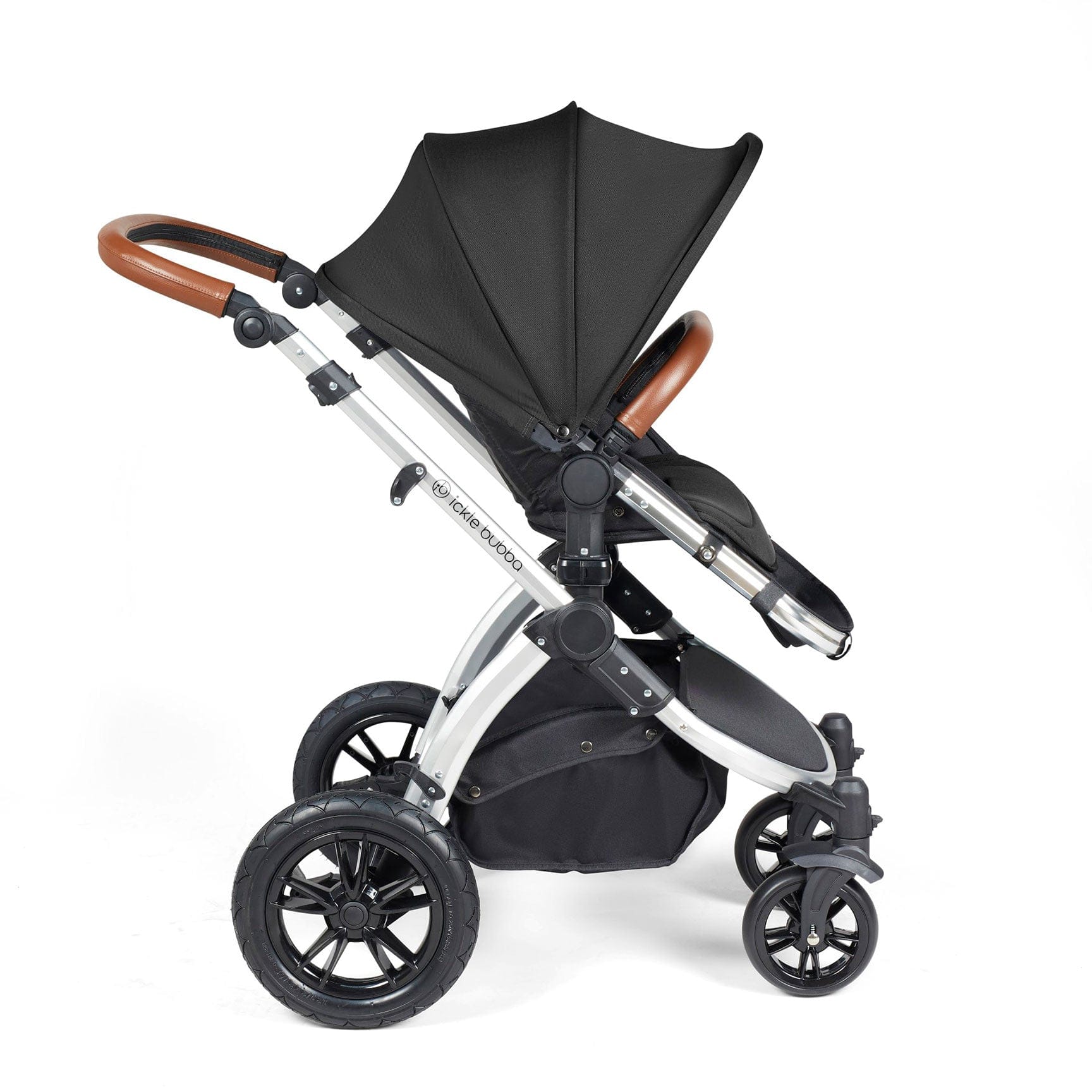 Ickle Bubba travel systems Ickle Bubba Stomp Luxe 2 in 1 Plus Pushchair & Carrycot - Silver/Midnight/Tan 10-003-001-250