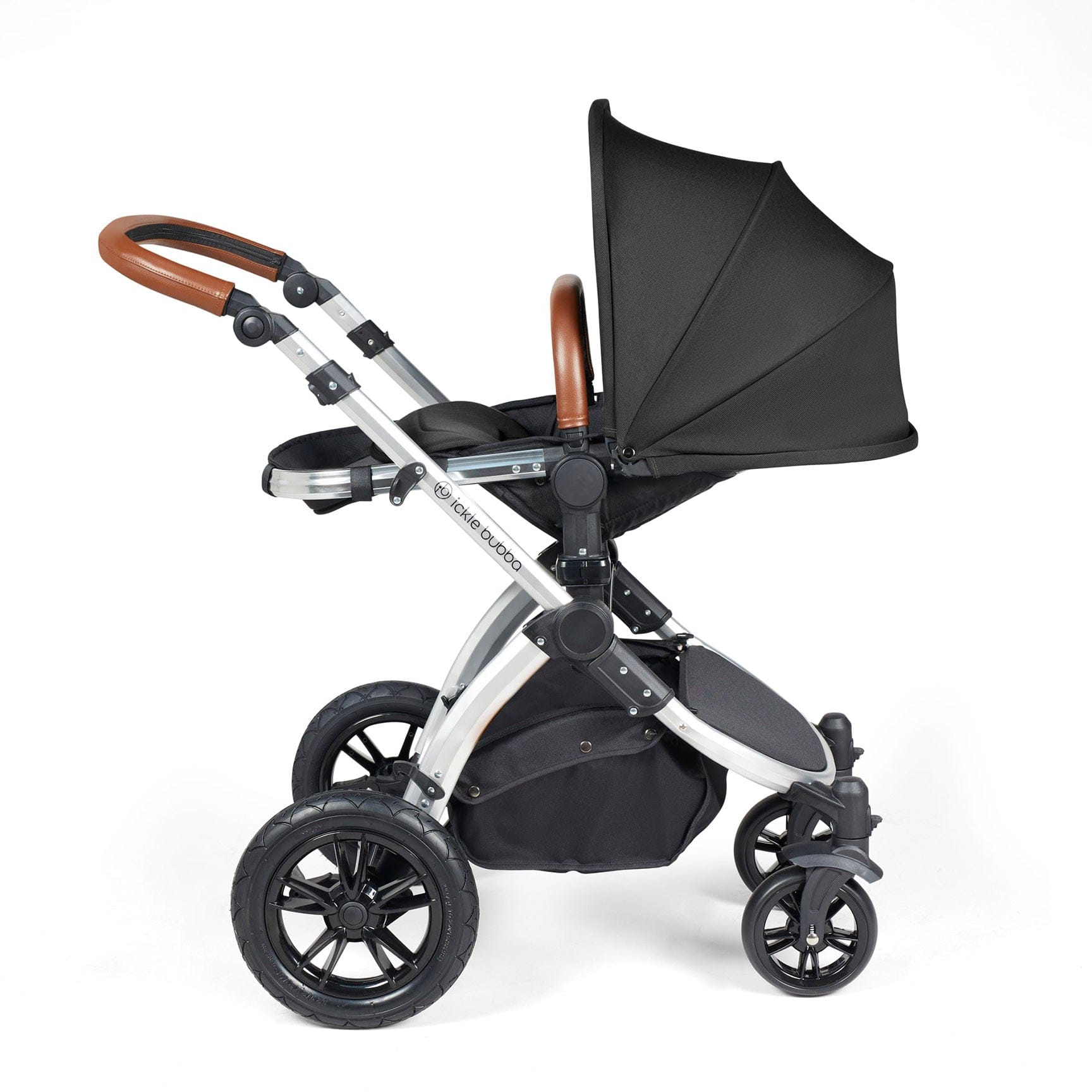 Ickle Bubba travel systems Ickle Bubba Stomp Luxe 2 in 1 Plus Pushchair & Carrycot - Silver/Midnight/Tan 10-003-001-250