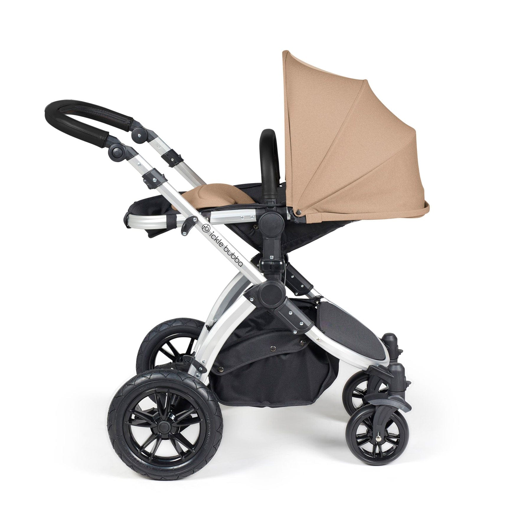 Ickle Bubba travel systems Ickle Bubba Stomp Luxe 2 in 1 Plus Pushchair & Carrycot - Silver/Desert/Black 10-003-001-257