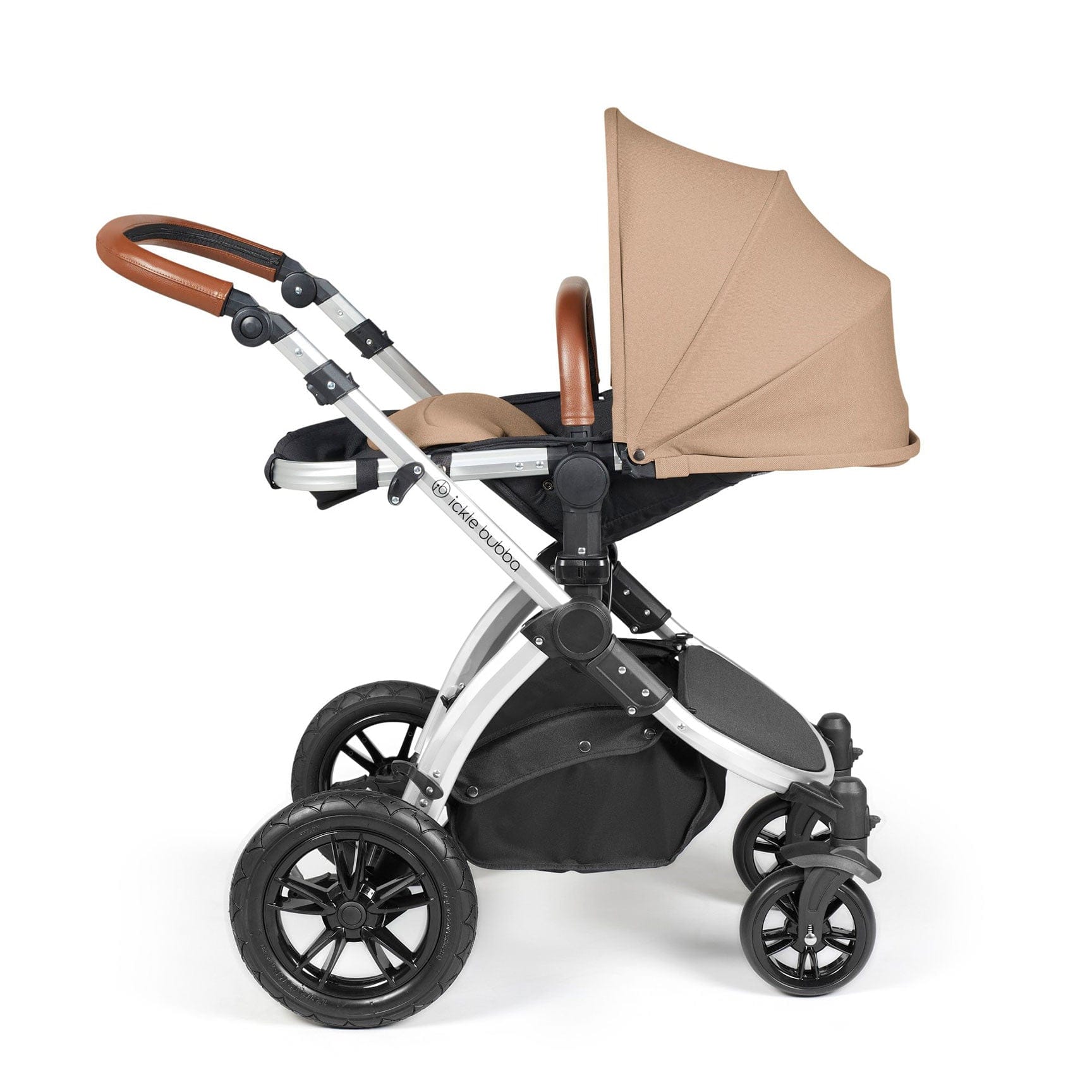 Ickle Bubba travel systems Ickle Bubba Stomp Luxe 2 in 1 Plus Pushchair & Carrycot - Silver/Desert/Tan 10-003-001-258