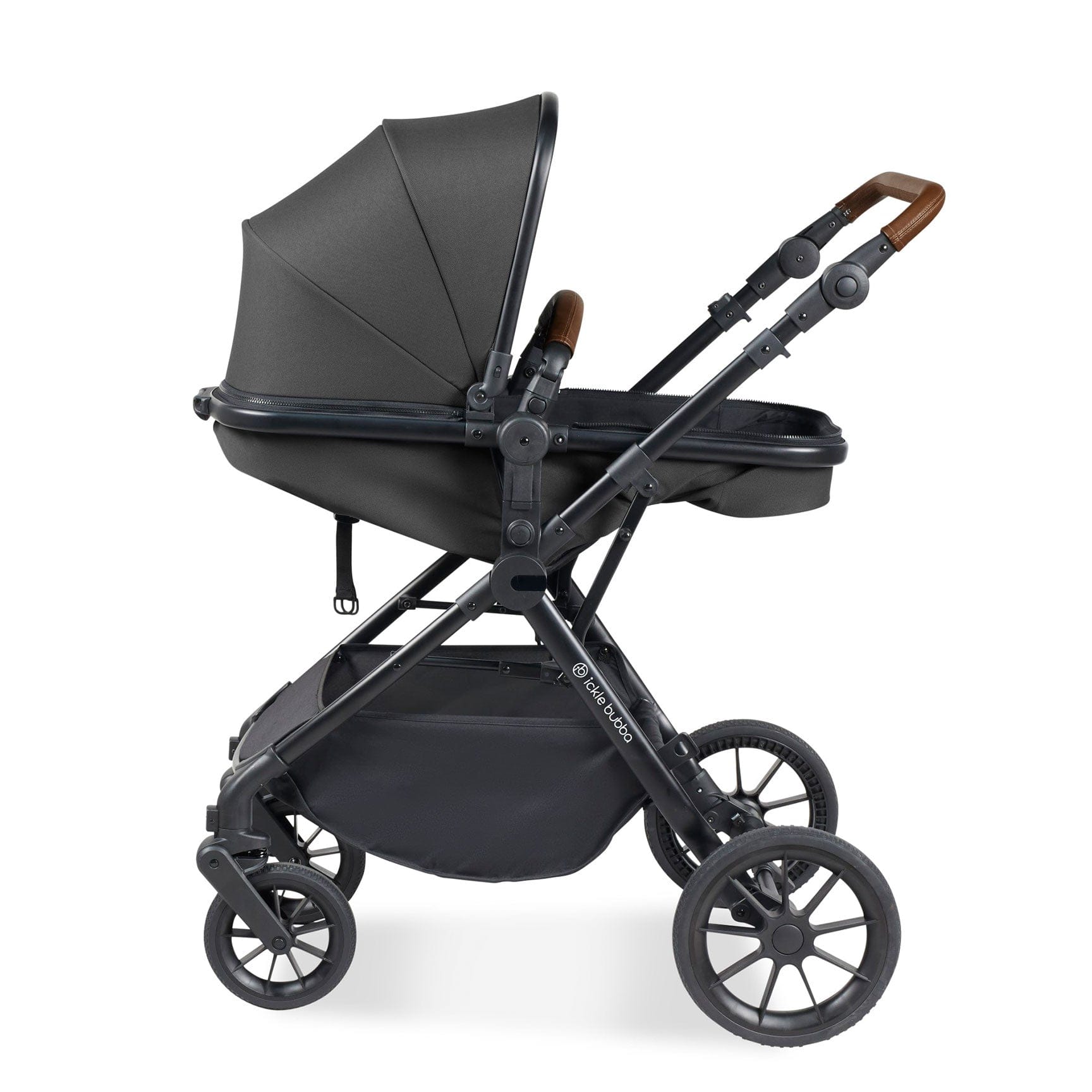 Ickle Bubba travel systems Ickle Bubba Cosmo 2 in 1 Plus Carrycot & Pushchair - Black/Graphite Grey 10-007-001-007