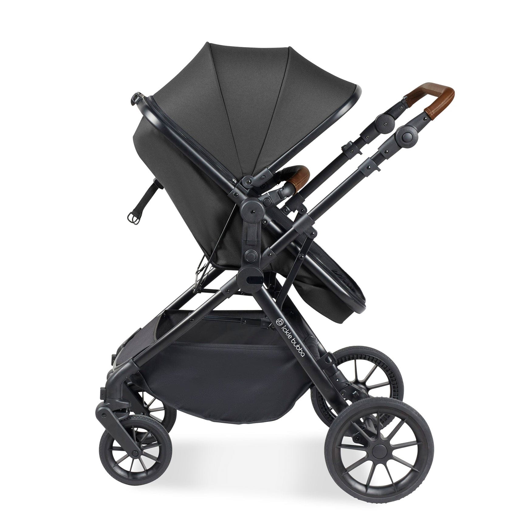 Ickle Bubba travel systems Ickle Bubba Cosmo 2 in 1 Plus Carrycot & Pushchair - Black/Graphite Grey 10-007-001-007