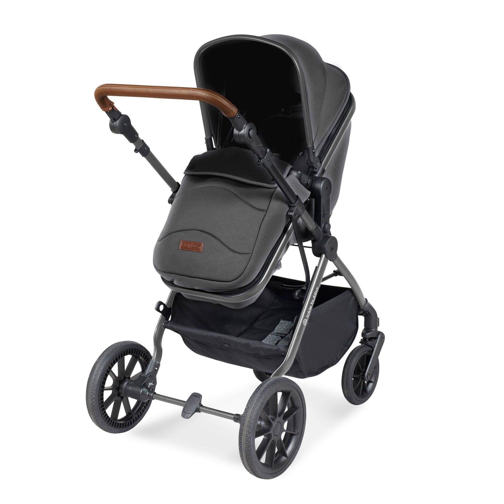 Ickle Bubba travel systems Ickle Bubba Cosmo 2 in 1 Plus Carrycot & Pushchair - Black/Graphite Grey 10-007-001-007