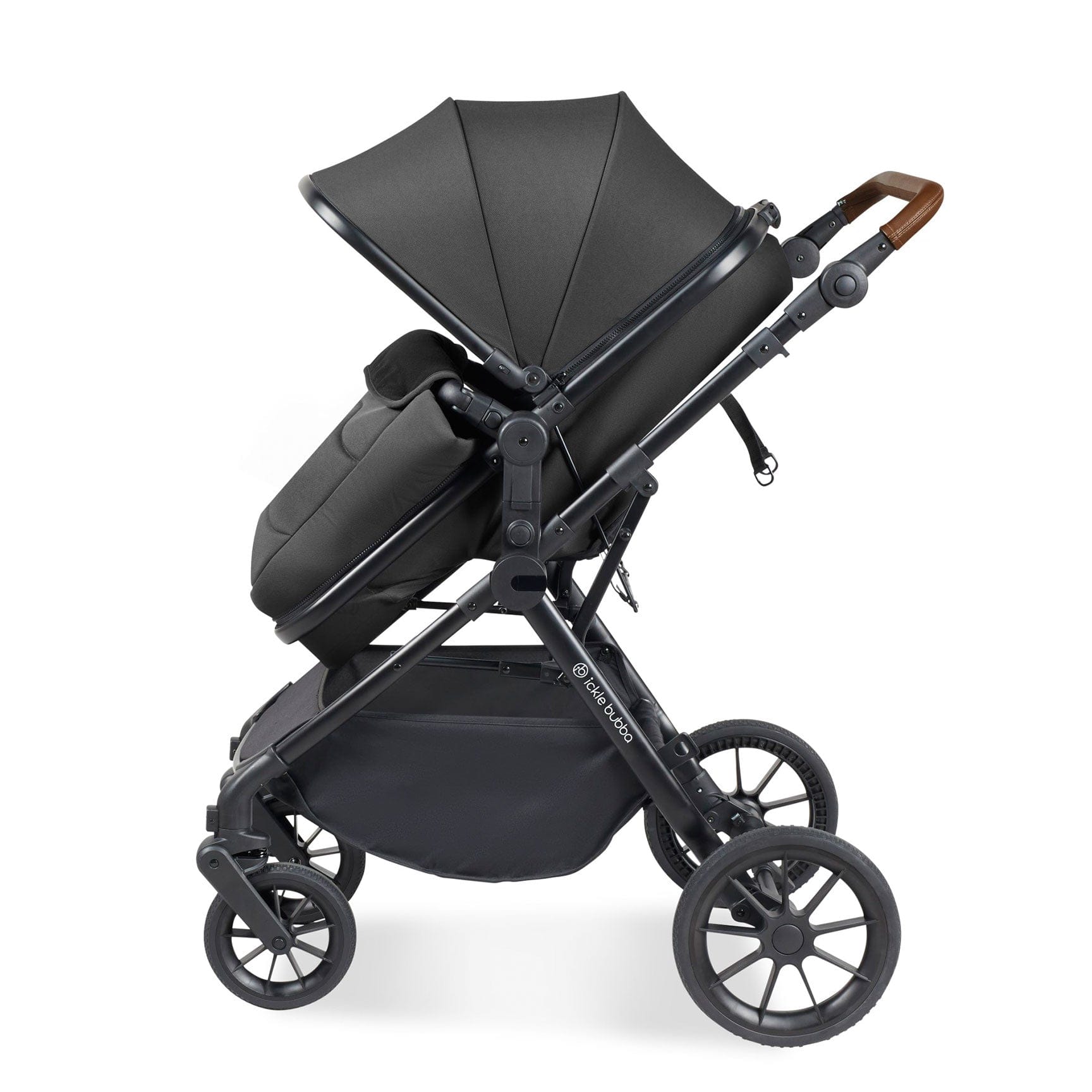 Ickle Bubba travel systems Ickle Bubba Cosmo 2 in 1 Plus Carrycot & Pushchair - Black/Graphite Grey 10-007-001-007