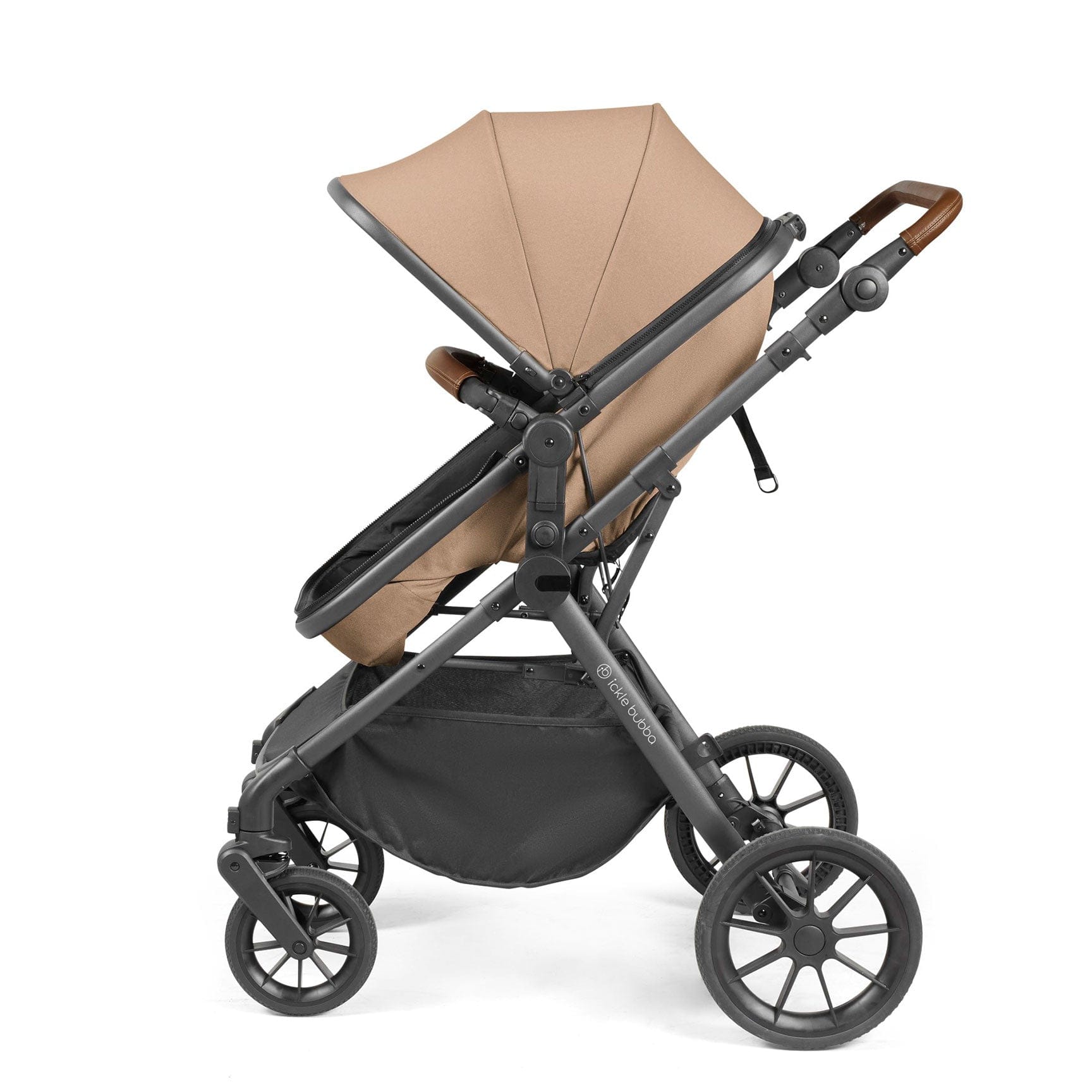 Ickle Bubba travel systems Ickle Bubba Cosmo 2 in 1 Plus Carrycot & Pushchair - Gun metal/Desert 10-007-001-136