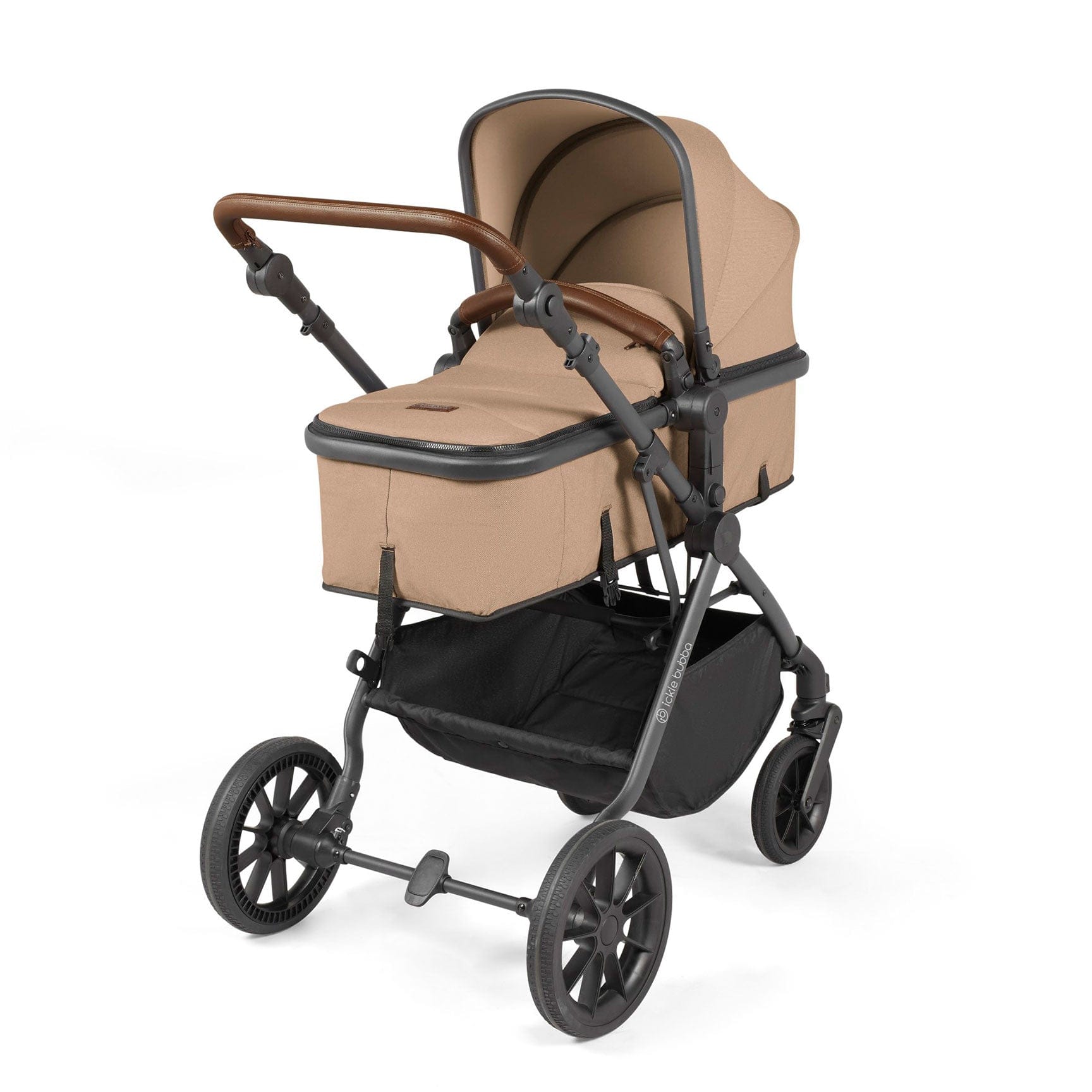 Ickle Bubba travel systems Ickle Bubba Cosmo 2 in 1 Plus Carrycot & Pushchair - Gun metal/Desert 10-007-001-136