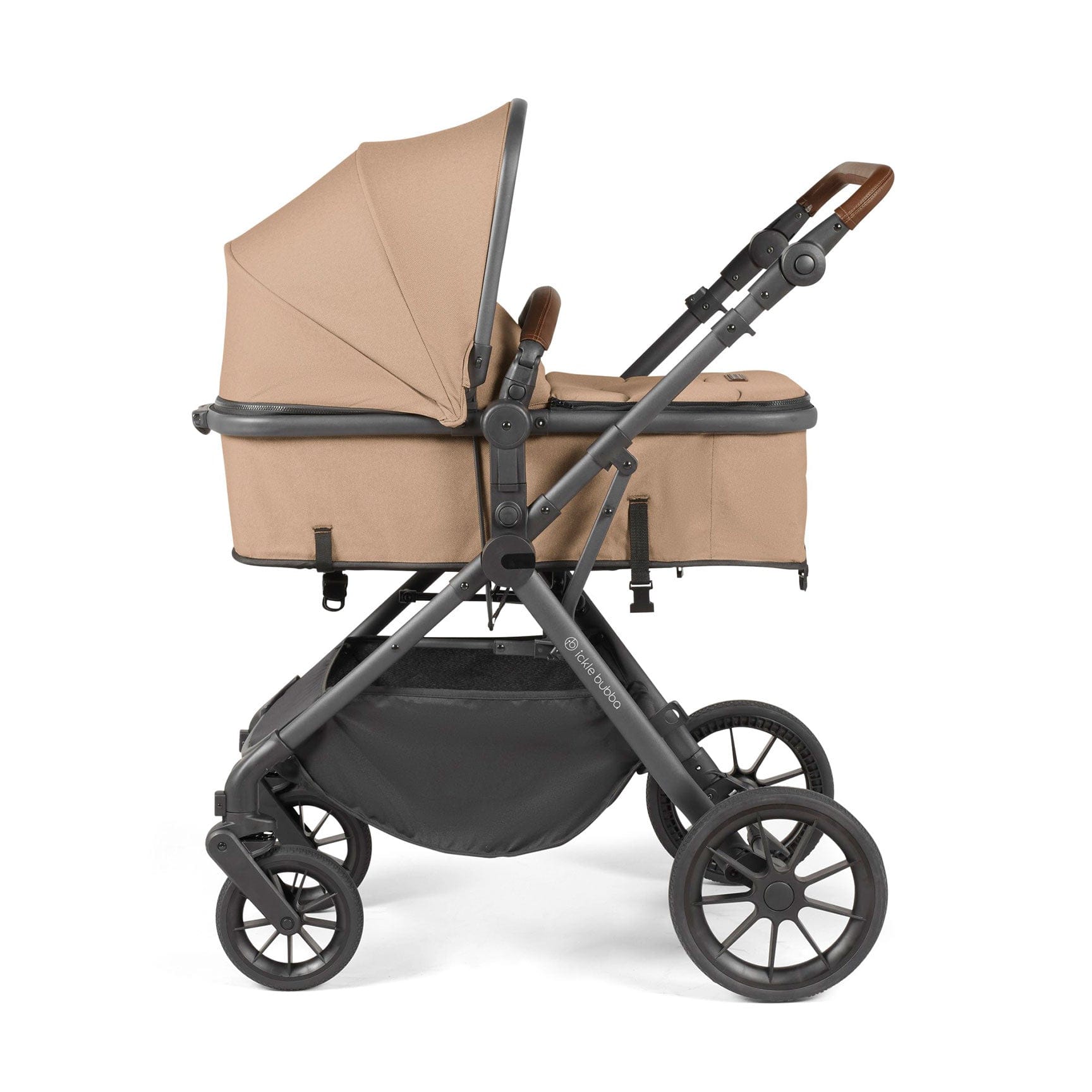 Ickle Bubba travel systems Ickle Bubba Cosmo 2 in 1 Plus Carrycot & Pushchair - Gun metal/Desert 10-007-001-136