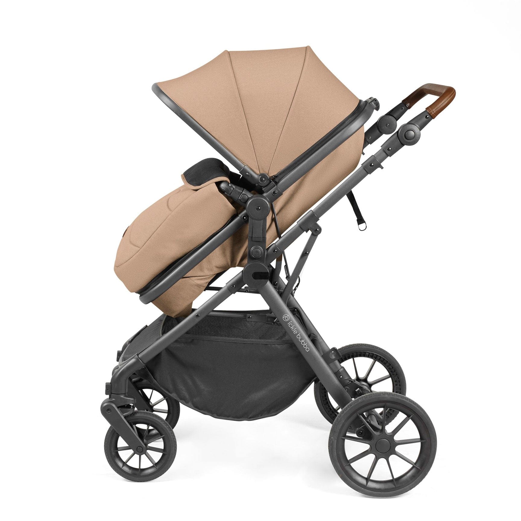 Ickle Bubba travel systems Ickle Bubba Cosmo 2 in 1 Plus Carrycot & Pushchair - Gun metal/Desert 10-007-001-136