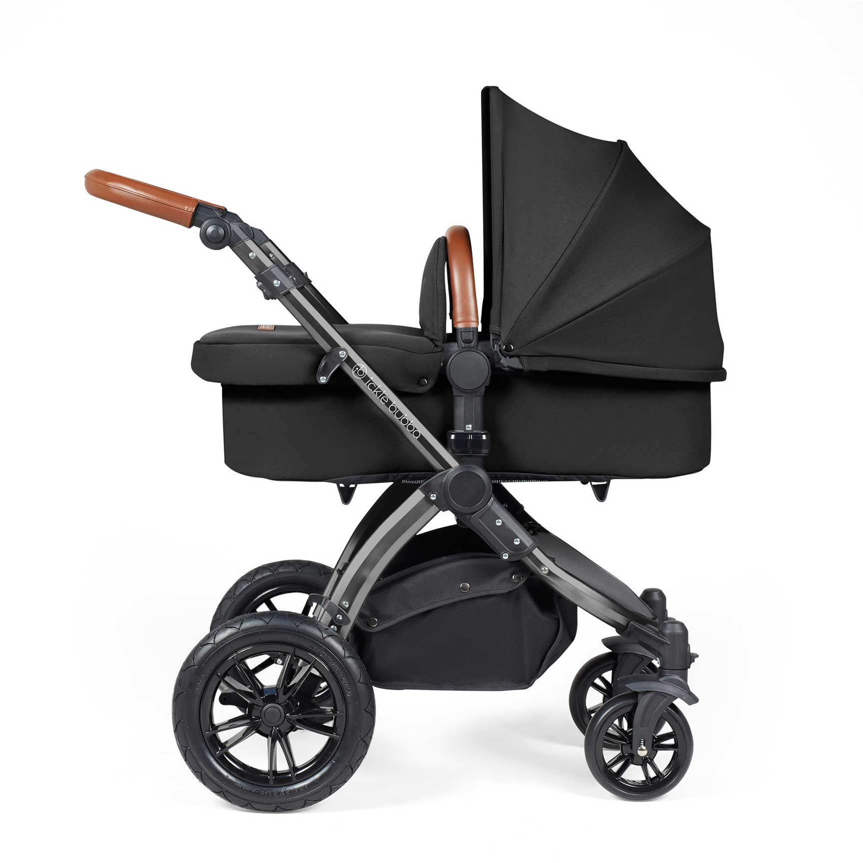 Ickle Bubba travel systems Ickle Bubba Stomp Luxe All-in-One Travel System with Isofix Base - Black/Midnight/Tan 10-011-300-203