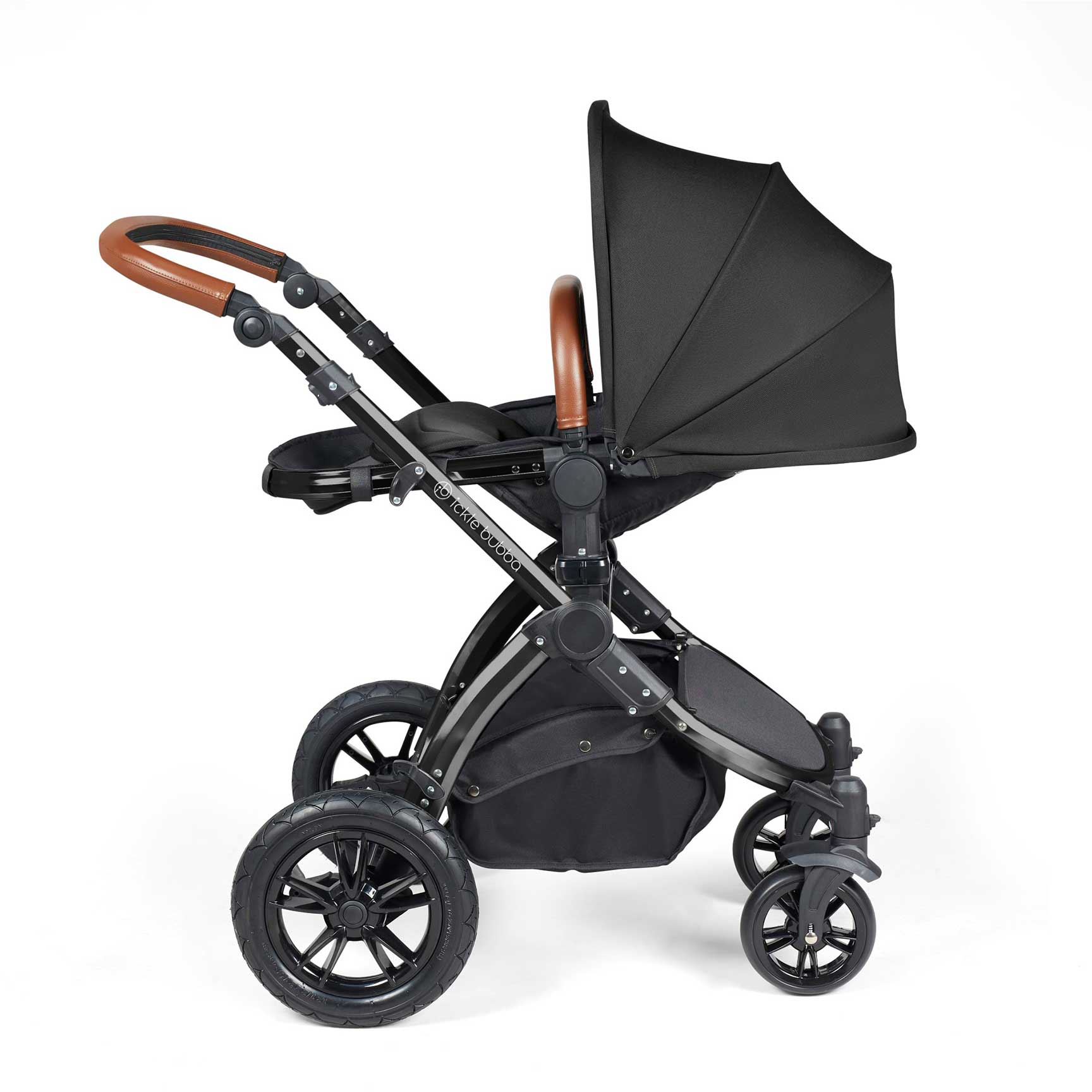 Ickle Bubba travel systems Ickle Bubba Stomp Luxe All-in-One Travel System with Isofix Base - Black/Midnight/Tan 10-011-300-203