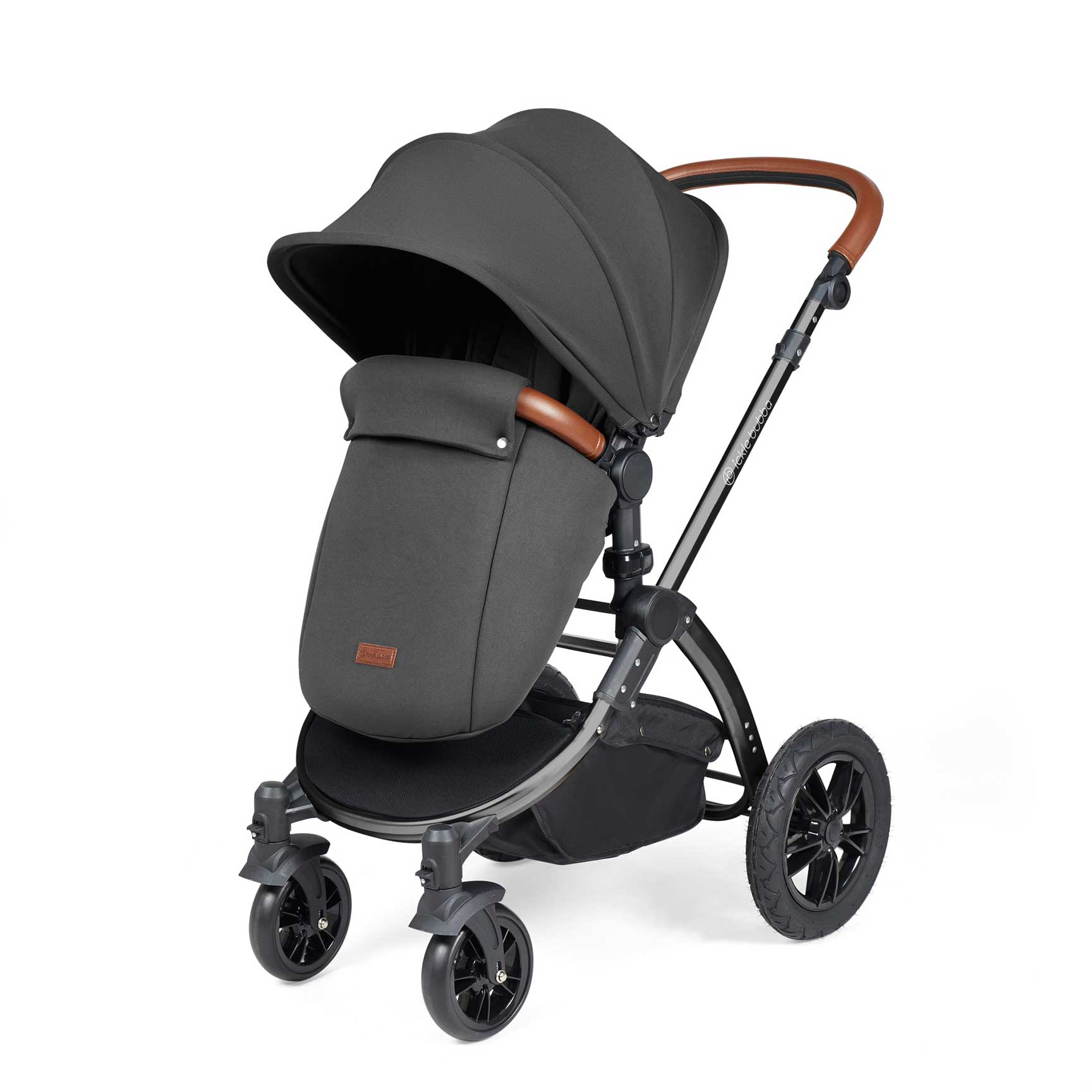 Ickle Bubba travel systems Ickle Bubba Stomp Luxe All-in-One Travel System with Isofix Base - Black/Charcoal Grey/Tan 10-011-300-207