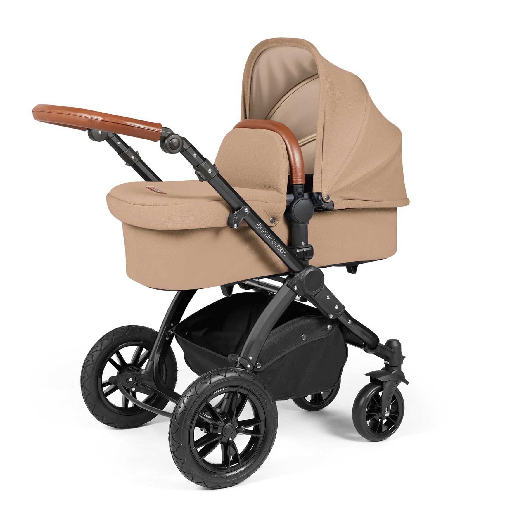 Ickle Bubba travel systems Ickle Bubba Stomp Luxe All-in-One Travel System with Isofix Base - Black/Desert/Tan 10-011-300-209