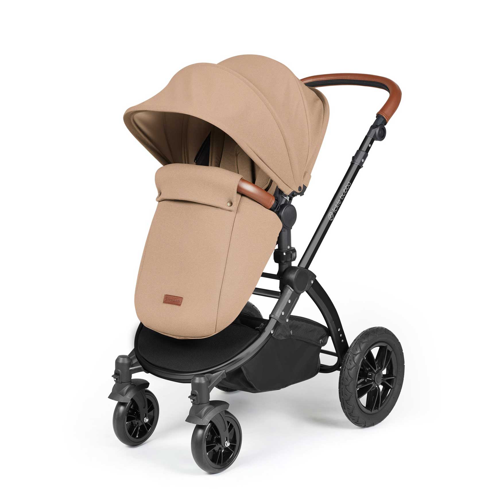 Ickle Bubba travel systems Ickle Bubba Stomp Luxe All-in-One Travel System with Isofix Base - Black/Desert/Tan 10-011-300-209