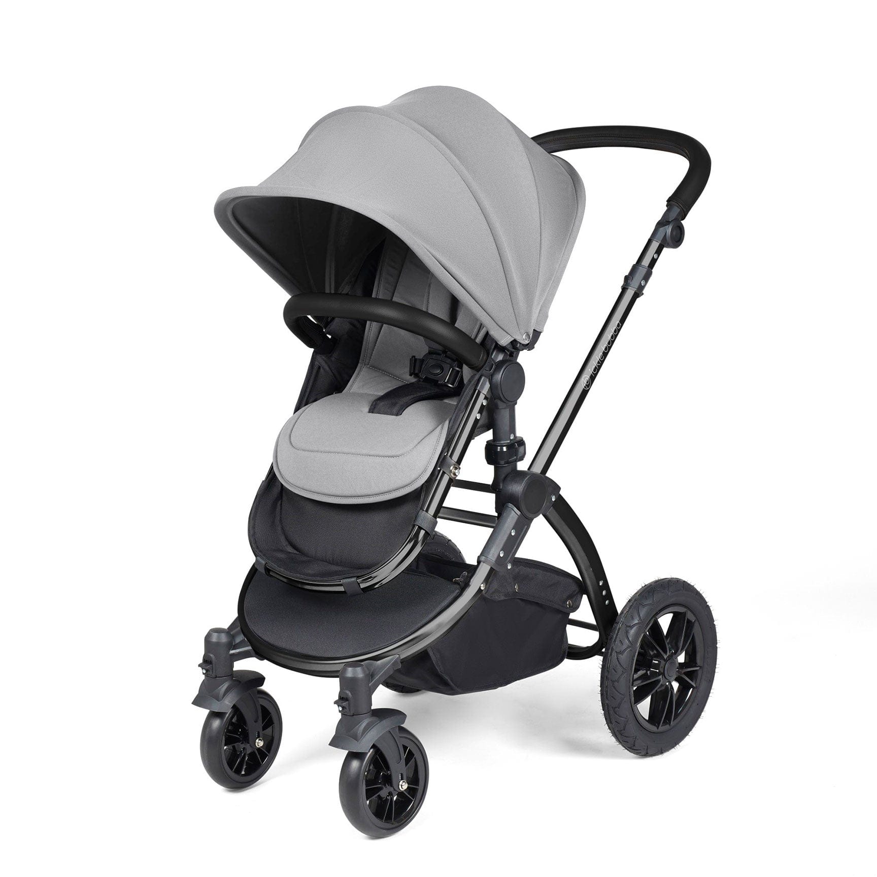 Ickle Bubba travel systems Ickle Bubba Stomp Luxe All-in-One Travel System with Isofix Base - Black/Pearl Grey/Black 10-011-300-210