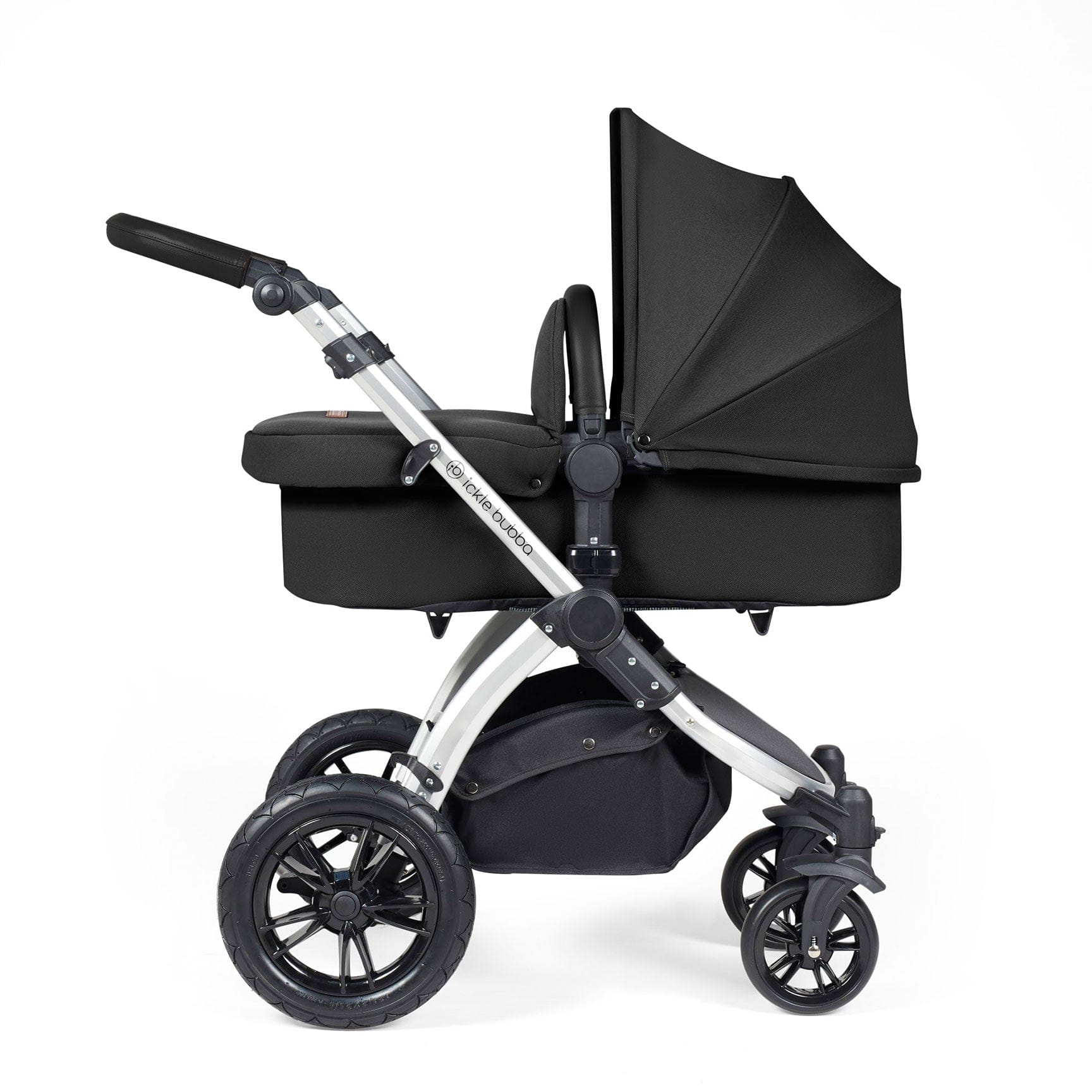 Ickle Bubba travel systems Ickle Bubba Stomp Luxe All-in-One Travel System with Isofix Base - Silver/Midnight/Black 10-011-300-249