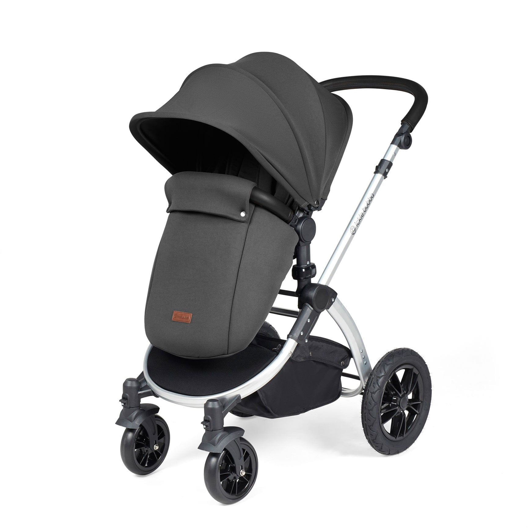 Ickle Bubba travel systems Ickle Bubba Stomp Luxe All-in-One Travel System with Isofix Base - Silver/Charcoal Grey/Black 10-011-300-254