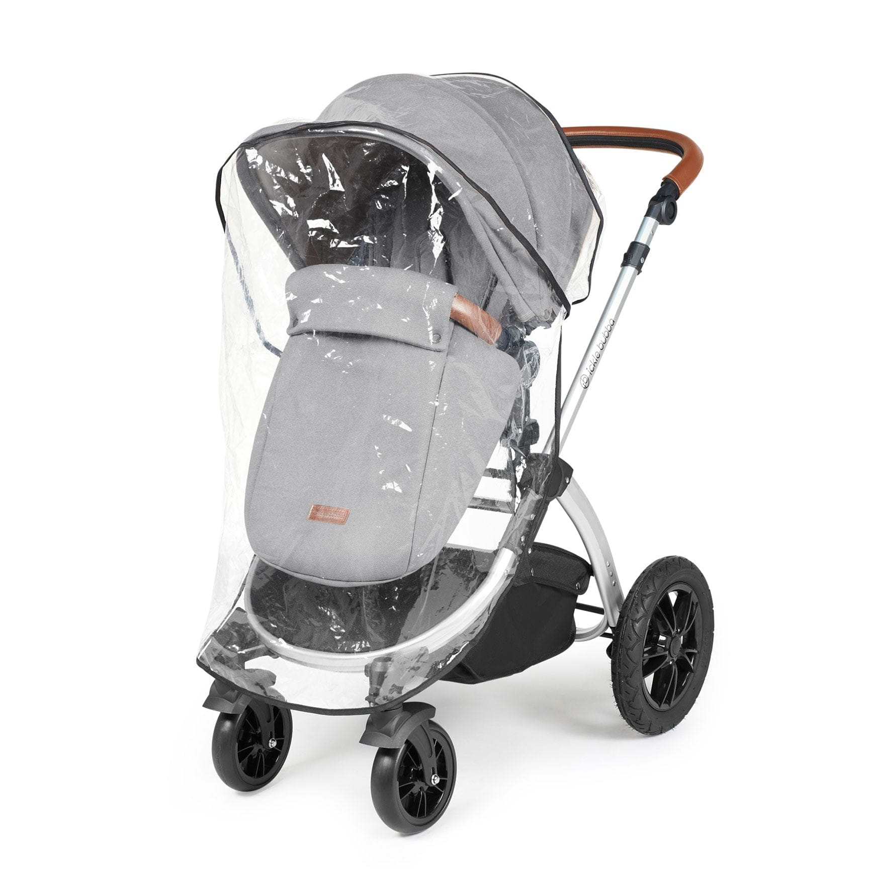 Ickle Bubba travel systems Ickle Bubba Stomp Luxe All-in-One Travel System with Isofix Base - Silver/Pearl Grey/Tan 10-011-300-260