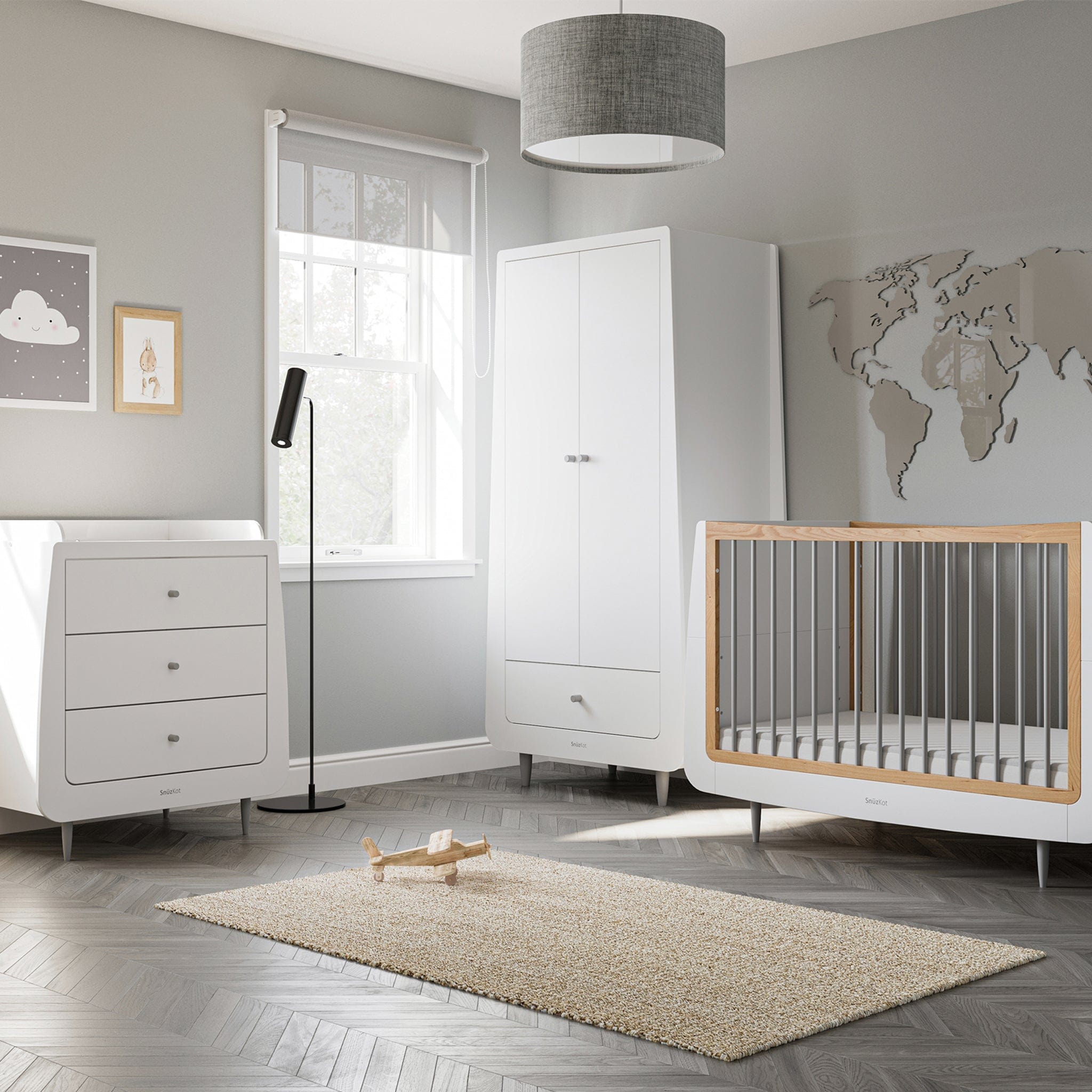 SnuzKot Skandi 3 Piece Nursery Furniture Set in Grey Baby s Mart